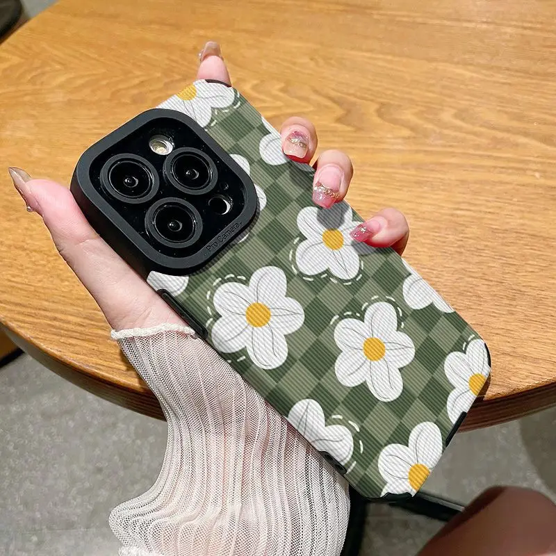 Stylish Sunflower Leather Silicone Shockproof Phone Case - Soft Full Back Cover