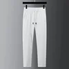 Spring/Summer New Casual Light Thin Set For Men Stripe Standing Neck Man Shirt Paired With Pants Style White Suit 2024 Autumn 3