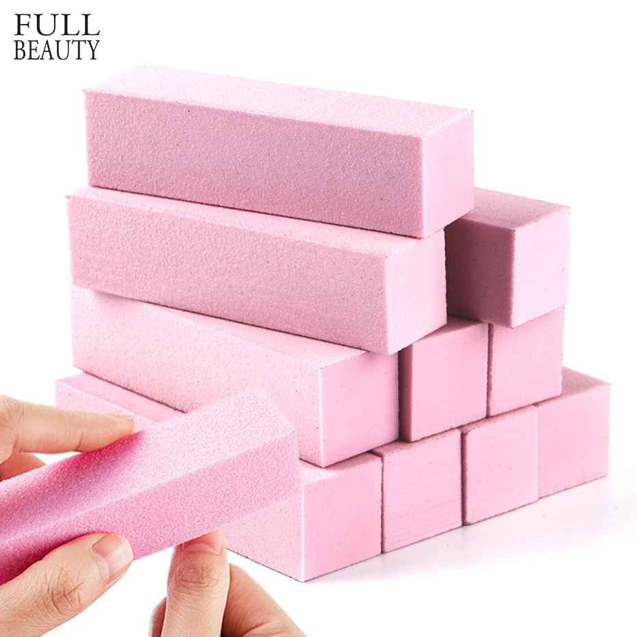 Sanding Nail Buffer Polishing Block Pink White Professional Nail Files