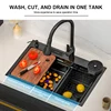 Kitchen Sink Nano 304 Stainless Steel Household Washbasin Sink Large Single Slot With Knife Holder Above Counter/Undermount Sink 5