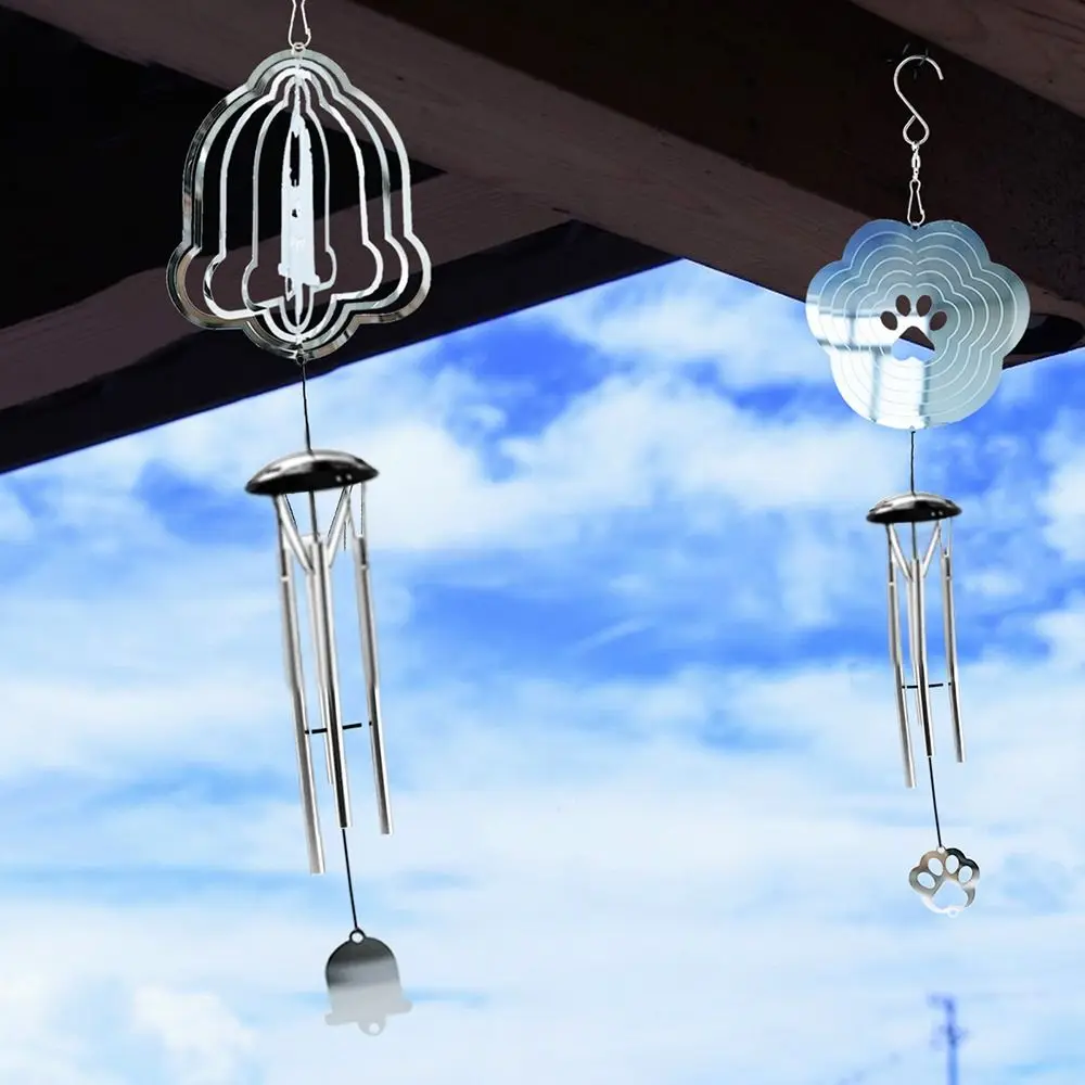 New Mirror Surface Rotating Wind Chime Garden Pendant Home Decor Wall Hanging Decor 3D Wind Spinner