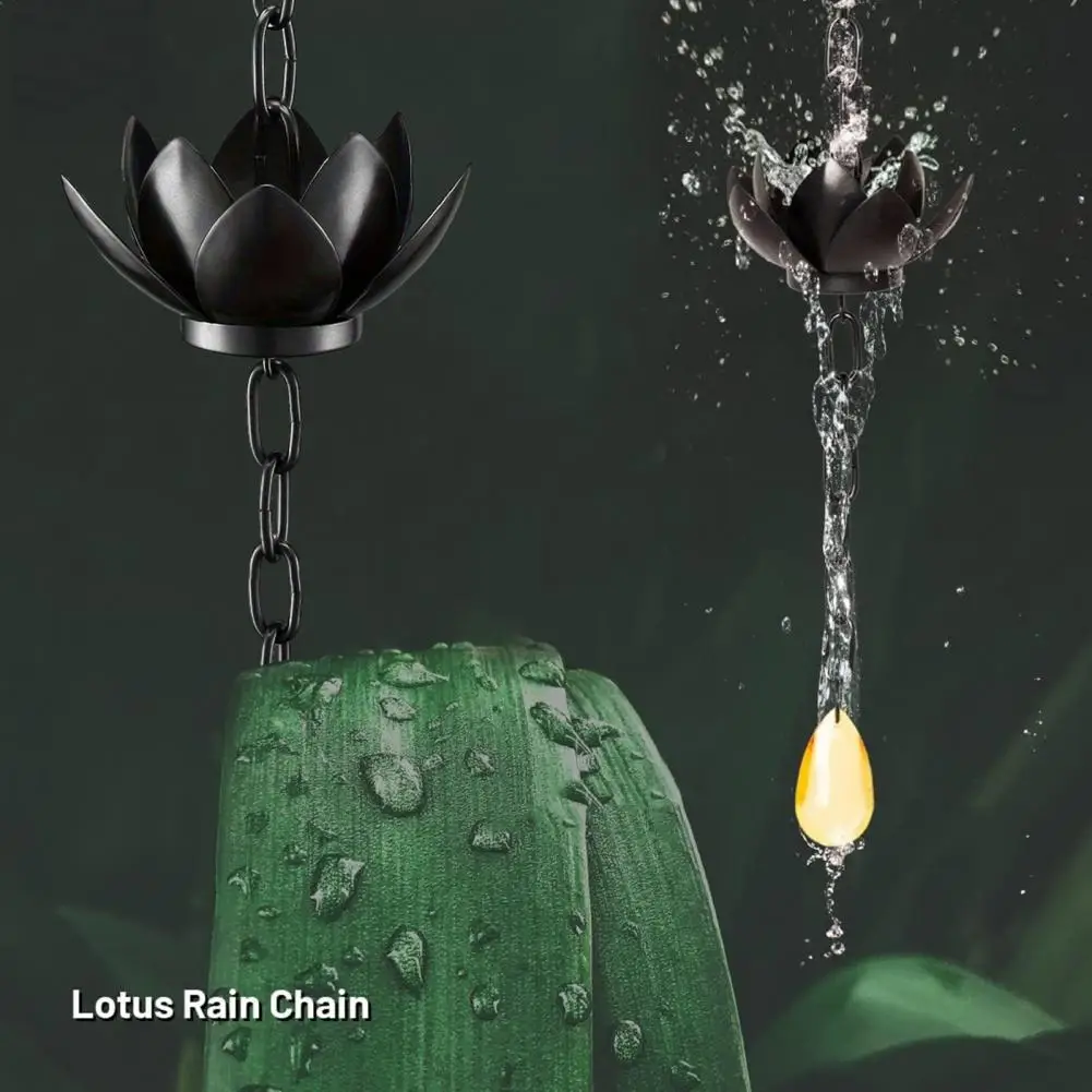 Adjustable Rain Chain Lotus Rain Chain for Outdoor Garden Decor Heavy Duty Metal Hanging Cups for Gutters Decorative Replacement