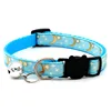 Cat Dog Collar Gold Color Stars and Moon Pet Collar with Bell and PP Material Separator Reflecting Safety Bucket Solid Safe 5