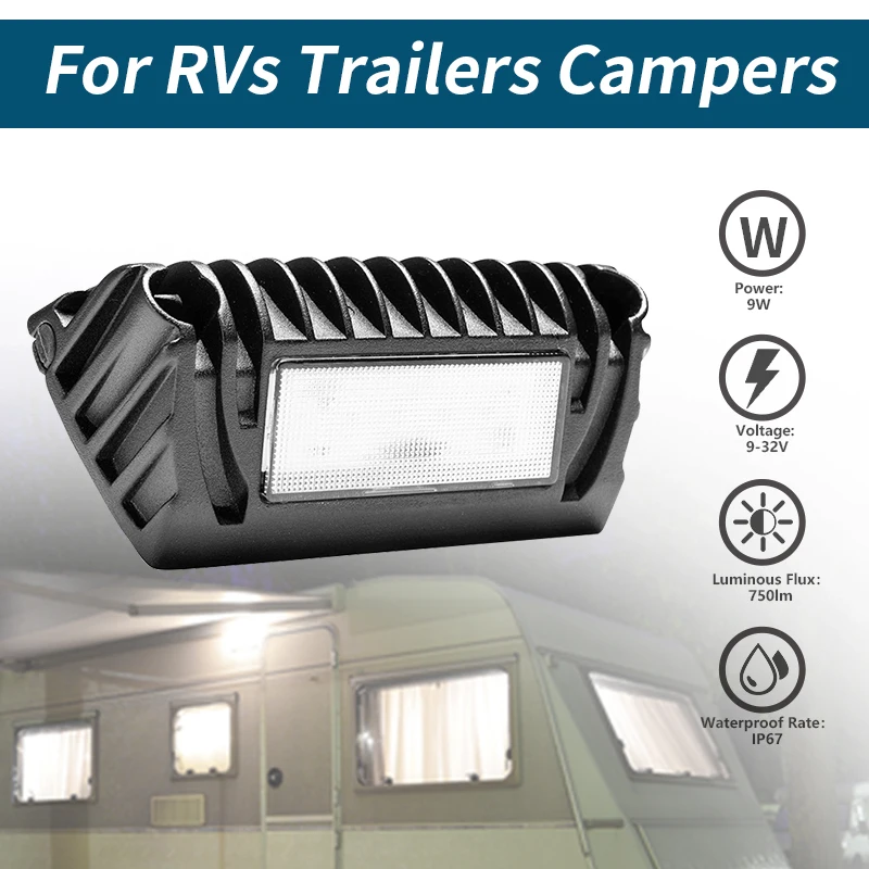 1pcs RV Exterior LED Awning Lights Porch Utility Light 12V 750 Lumen Replacement Lighting for RVs Trailers Campers rv led porch light