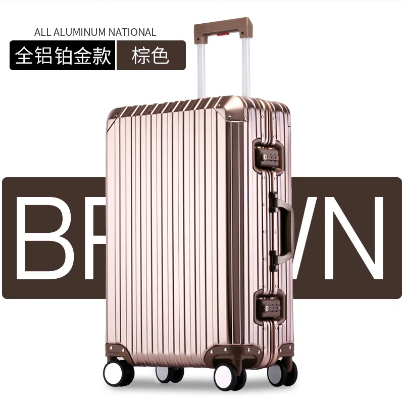PLUENLI All-Aluminum Magnesium Alloy Trolley Case Metal Case Aluminum Alloy Luggage Password Suitcase