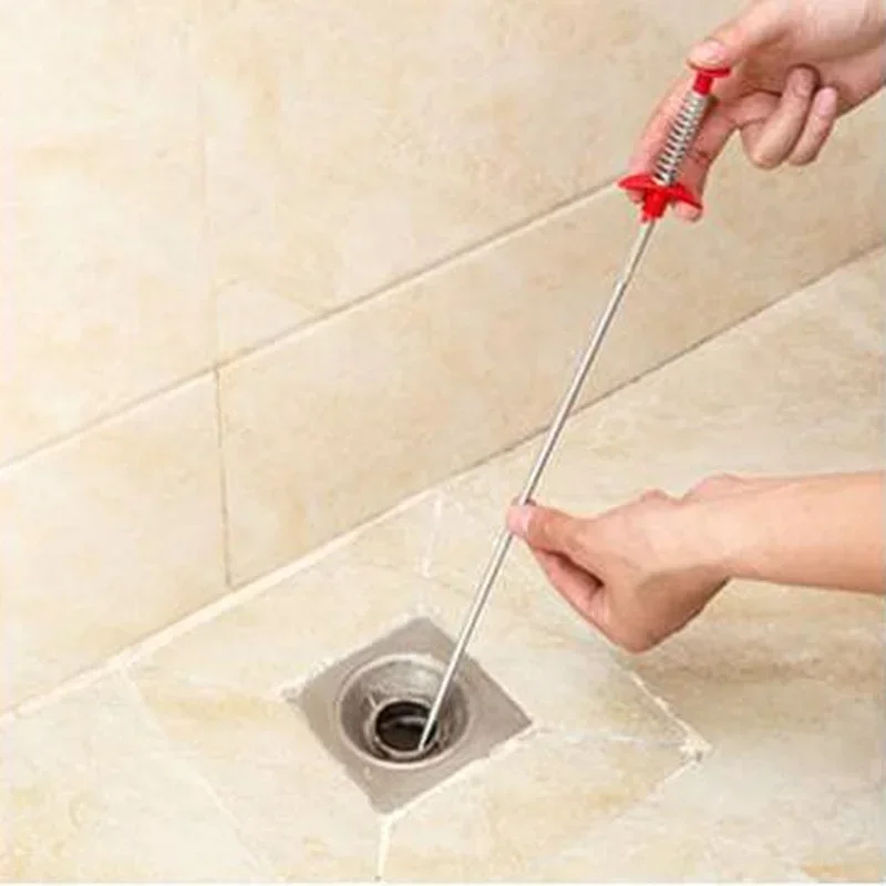 60cm Home Drain Cleaner Plumbers Snake Spring Pipe Unblocker Dredge Tools for Kitchen Sink Sewer Toilet Bathroom Accessories
