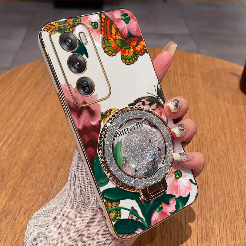 Reno Series Colorful Butterflies Plating Phone Case
