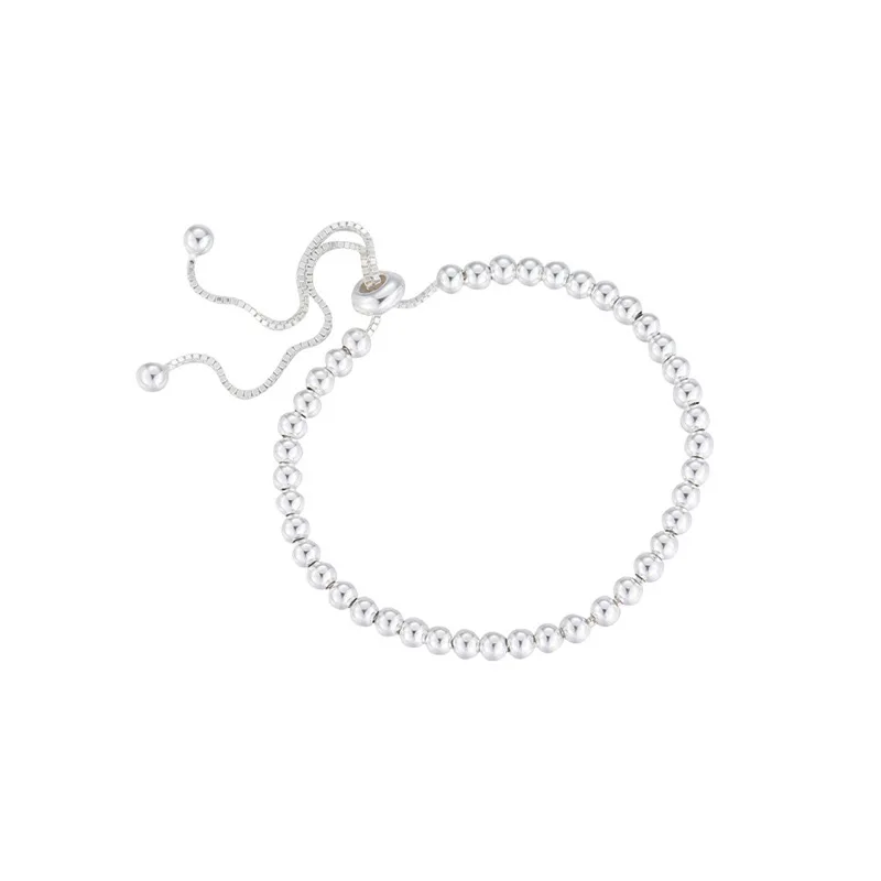 Elegant 925 Sterling Silver Beaded Adjustable Bracelet