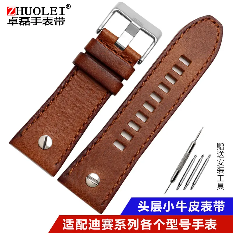 Quality Genuine Retro Leather Watchband for Men – Vintage Italian Leather Strap 22mm, 24mm, 26mm