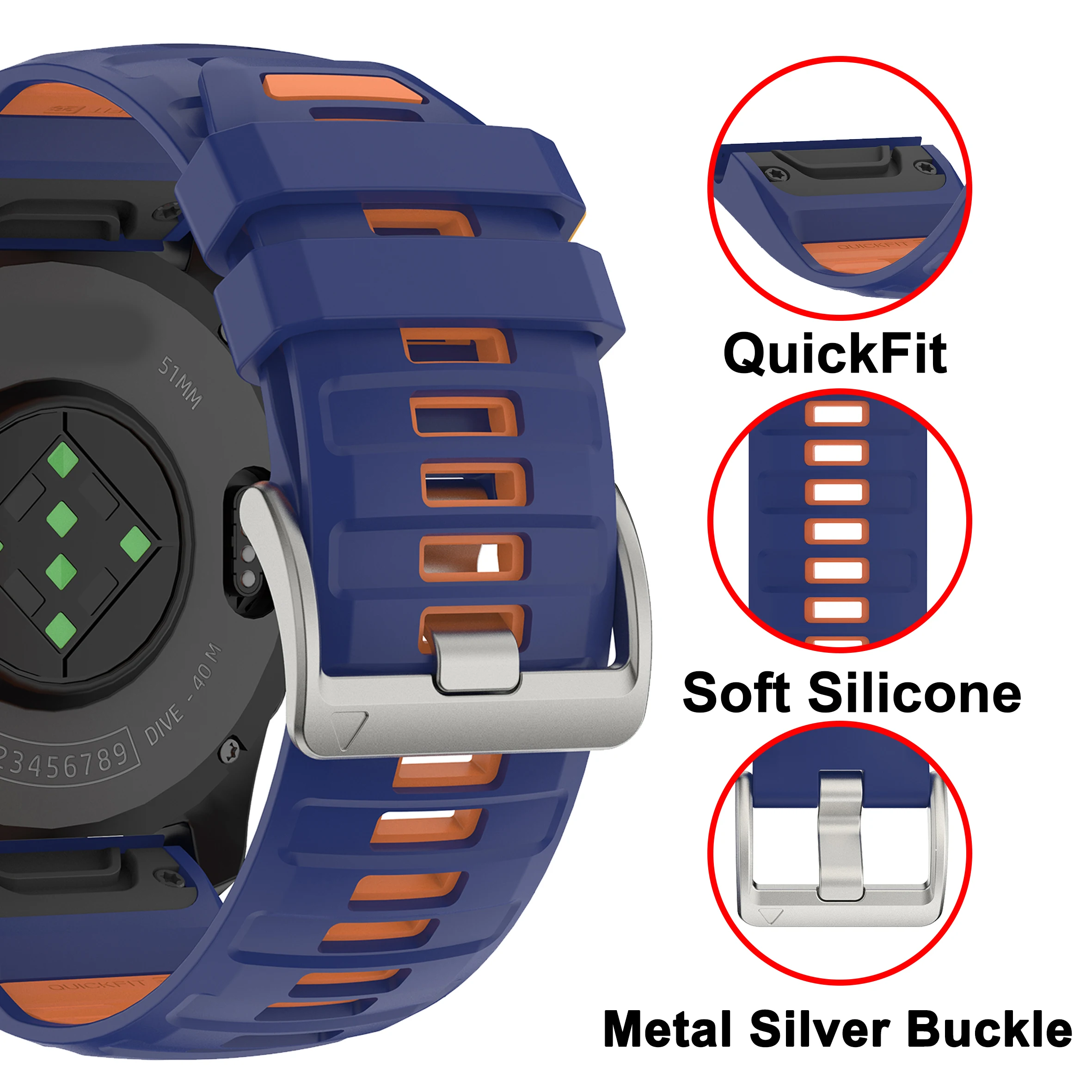 Premium Soft Silicone Watchband - QuickFit 22/26MM - Universal Bracelet