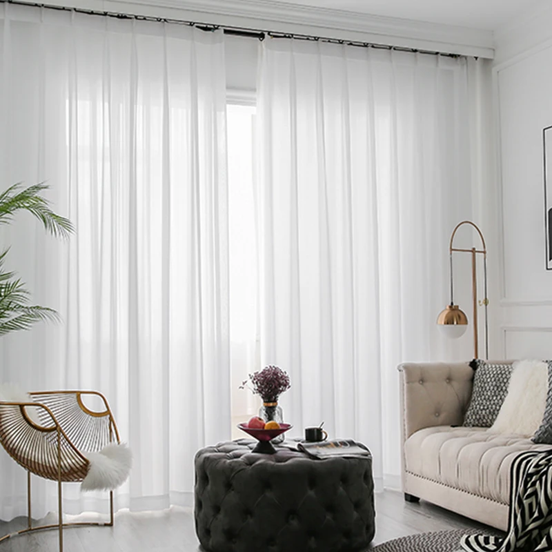 Curtains for Living Room Bedroom Window Solid Color Tulle Party Drapes