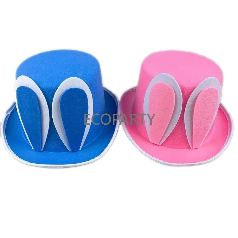 

Factory Directly Ecoparty Party Custom Novelty Children Pink Blue Easter Top Hat with Bunny Ears Costume Prop Cosplay Props