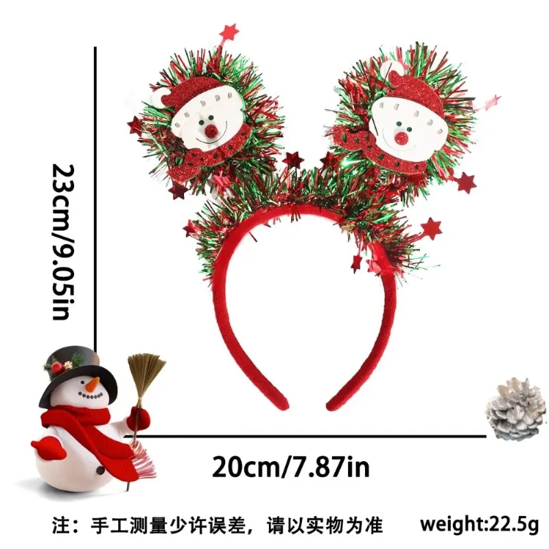 Christmas Glitter Hair Accessories Cartoon Snowman Xmas Tree Elk Headbands 2025 Christmas Party Decoration Hairbands New Year