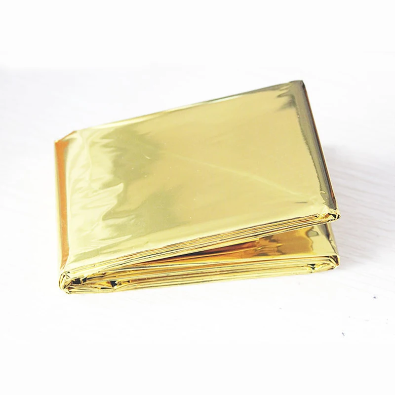 Folding Emergency Blanket Outdoor Survival Rescue First Aid Foil Thermal Blanket Windproof Keep Warm Blankets for Camping Hiking