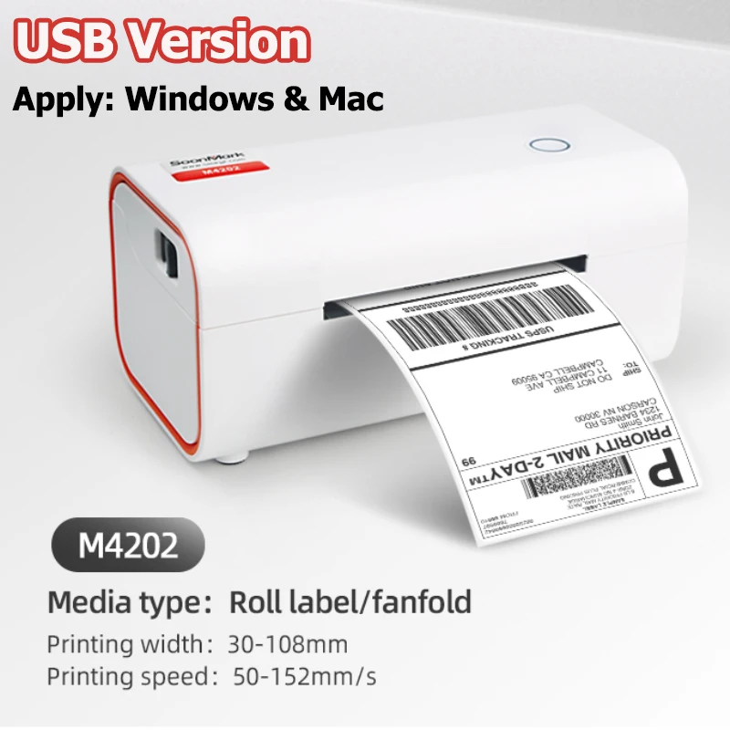 소기업용 열 우편물 배송 라벨 프린터, 배송용 무선 라벨 프린터, M4202 4x6