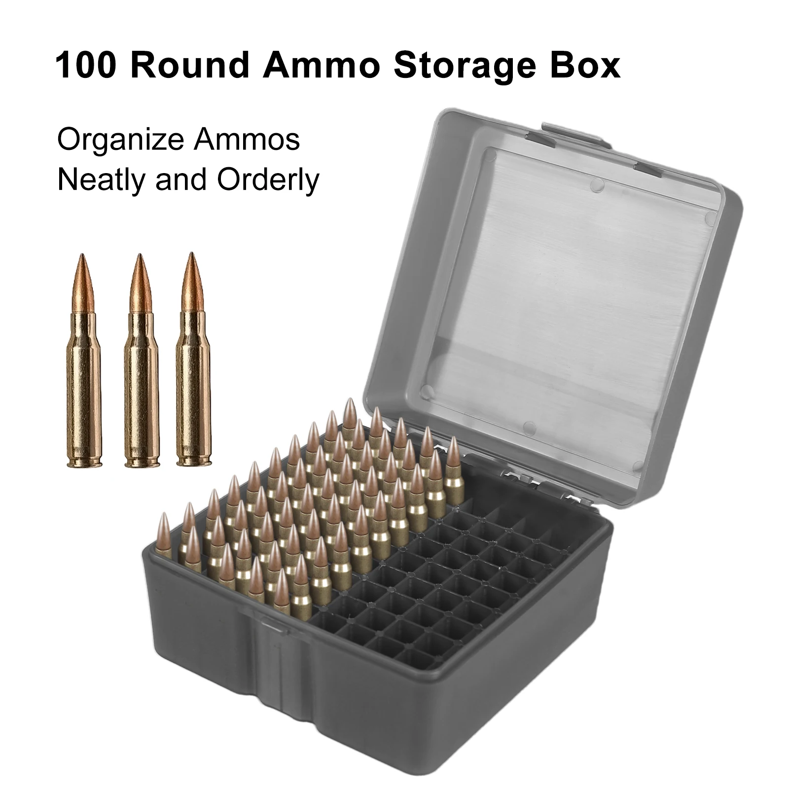 Portable .223/5.56 Ammo Box 100Rounds Rifle Cartridge Storage Case Bullet Shell Holder Ammunition Container for Hunting Shooting ammo storage box