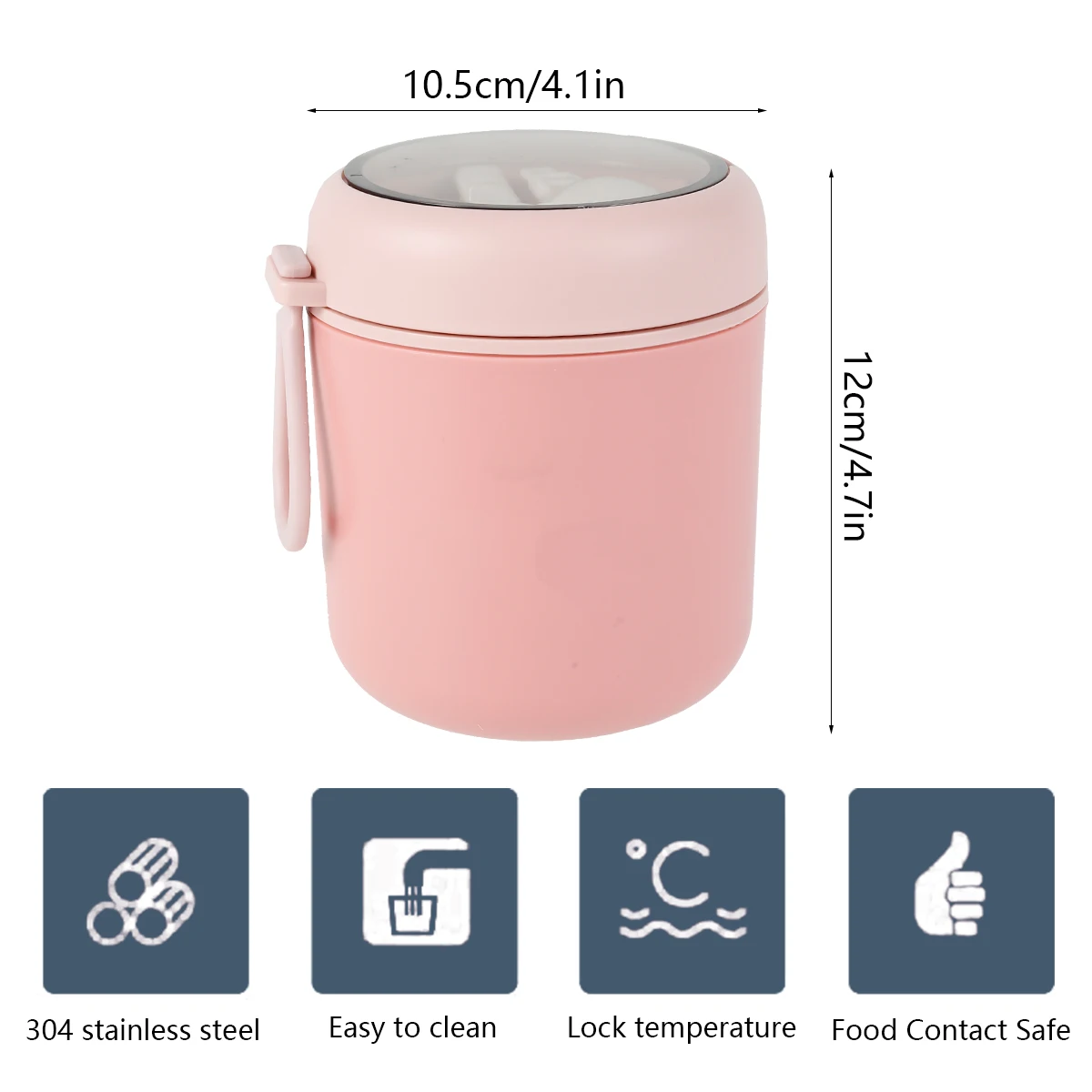 Vacuum Insulated Food Container Stainless Steel Thermal Wide Mouth Food Jar Portable Lunch Thermoses Foldable Spoon Lunchbox 6