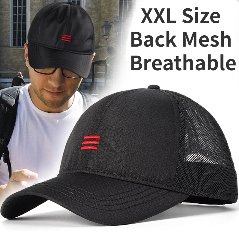 Big Head Hats for Men Women Baseball Cap Oversize Trucker Hat Breathable Back Mesh Running Sports Hat Adjustable Quick Dry