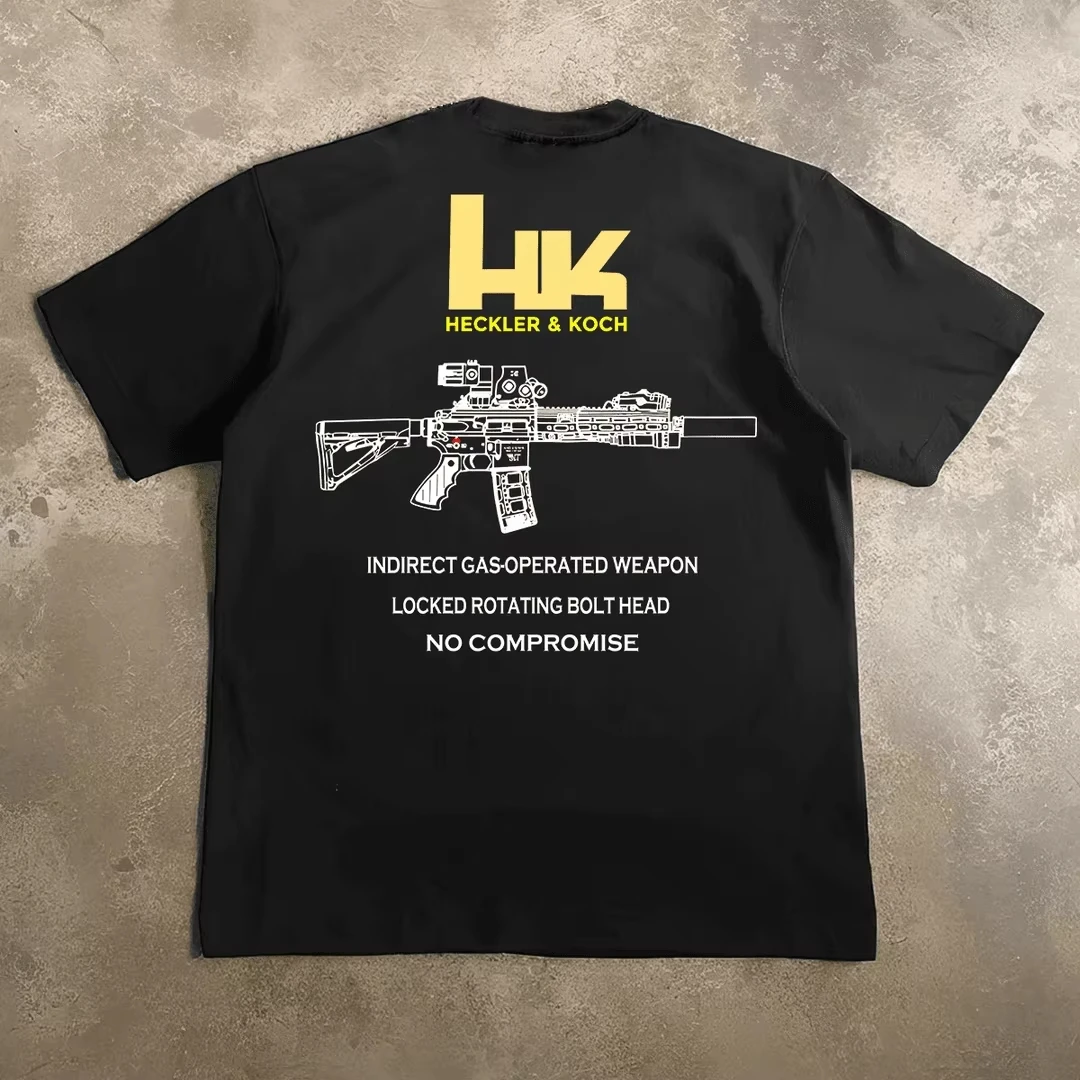 Men's Graphic Heckler & Koch HK416 T-shirt cotton Breathable High quality casual T-shirt Easy sports streetwear