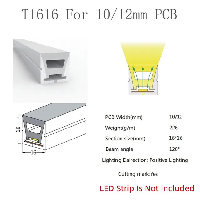 thumbnail image 1 of Tira de luces LED de neón flexible de 1 a 5 m/pieza con carcasa de perfil para empotrar, resistente al agua, IP67, para decoración de exteriores, 1 of 5