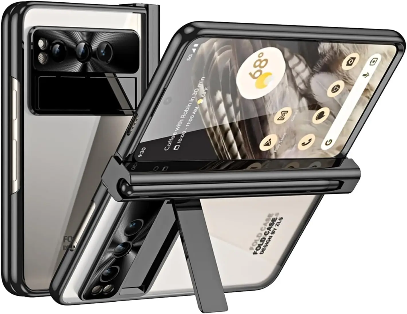 

Предназначено для Google Pixel Fold 2023 чехол, защитная рамка с пружинным шарниром, прозрачная задняя часть ПК, ультратонкая фоторамка