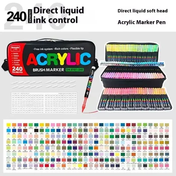 Set di pennarelli per vernice acrilica da 12 a 240 colori Pennarello a pennello multipunta per pittura su roccia Forniture per arte su pietra Strumenti scolastici professionali 1