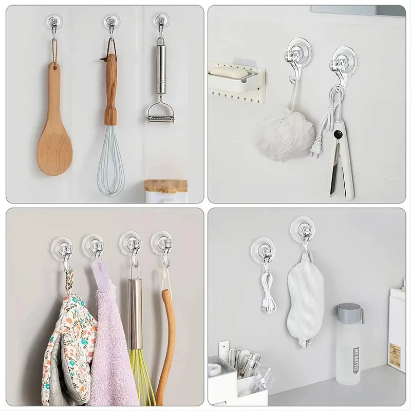 Suction Cup Hook 10pcs Suction Cup Hooks Clear Reusable Heavy Duty Vacuum Suction Cup Hooks Glass Kitchen Bathroom Hooks for Towel