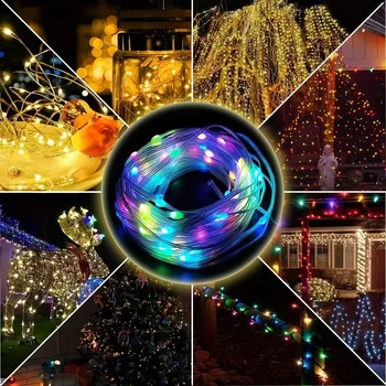 WS2812B LED String Light Smart Bluetooth Remote Control RGBIC Fairy Lamp USB Waterproof For Christmas Tree Lights Home Decor 4