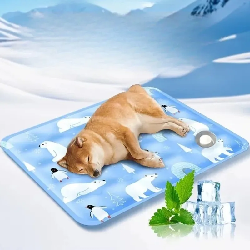 Selbstwasseraufnehmende Eisgel-Kühlmatte, tragbares, langlebiges Haustier-Kühlbett für kleine und große Hunde, Sommer-Ruhezubehör