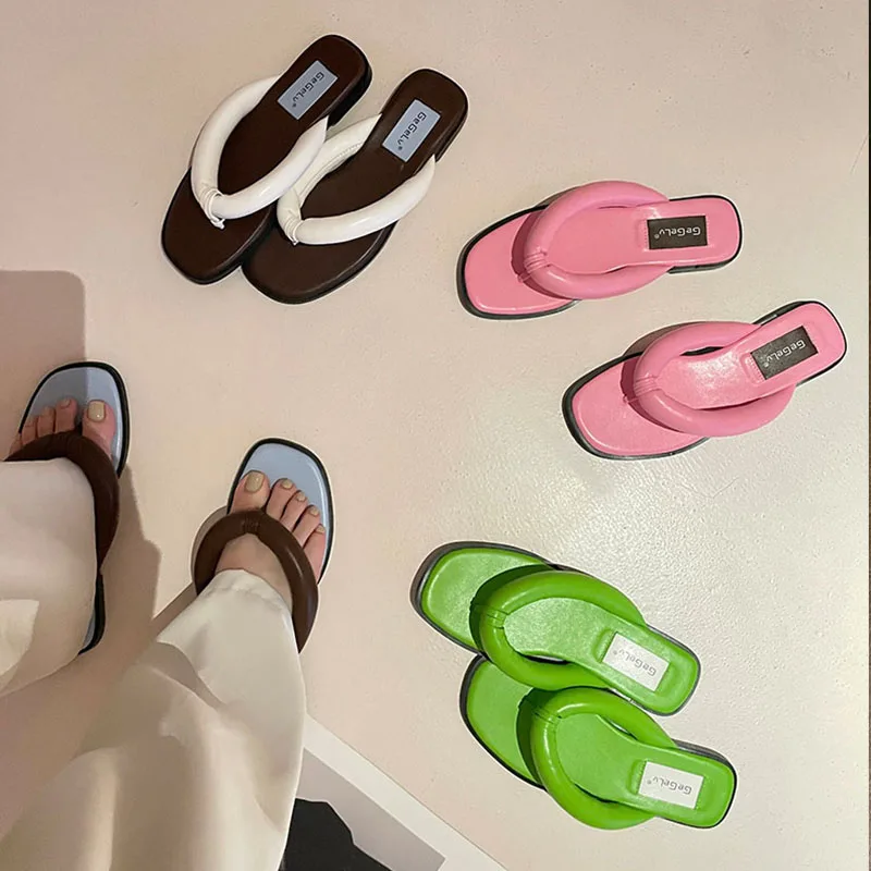 

2023 Summer New Women Pink Flip Flop Fashion Open Toe Slip On Ladies Casual Flat Heel Slipper Soft Sandal Shoes Beach Slide