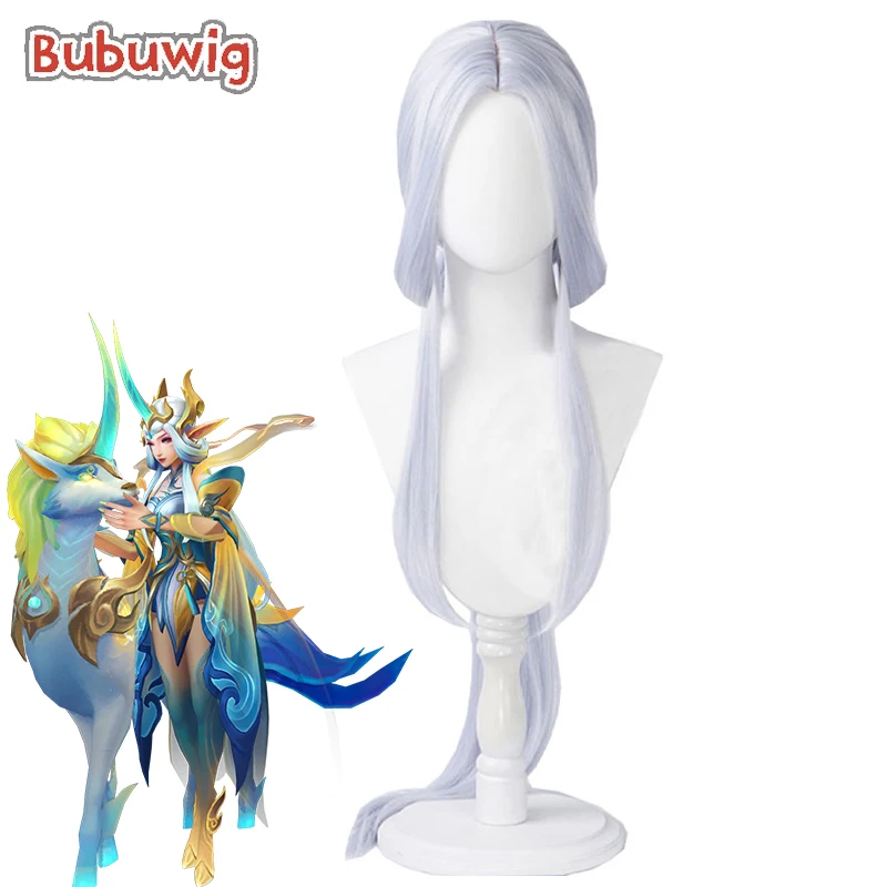 Bubuwig Synthetic Hair Soraka Cosplay Wigs LOL Immortal Journey Soraka 100cm Women Long Straight Silver Gray Wig Heat Resistant the incredible journey