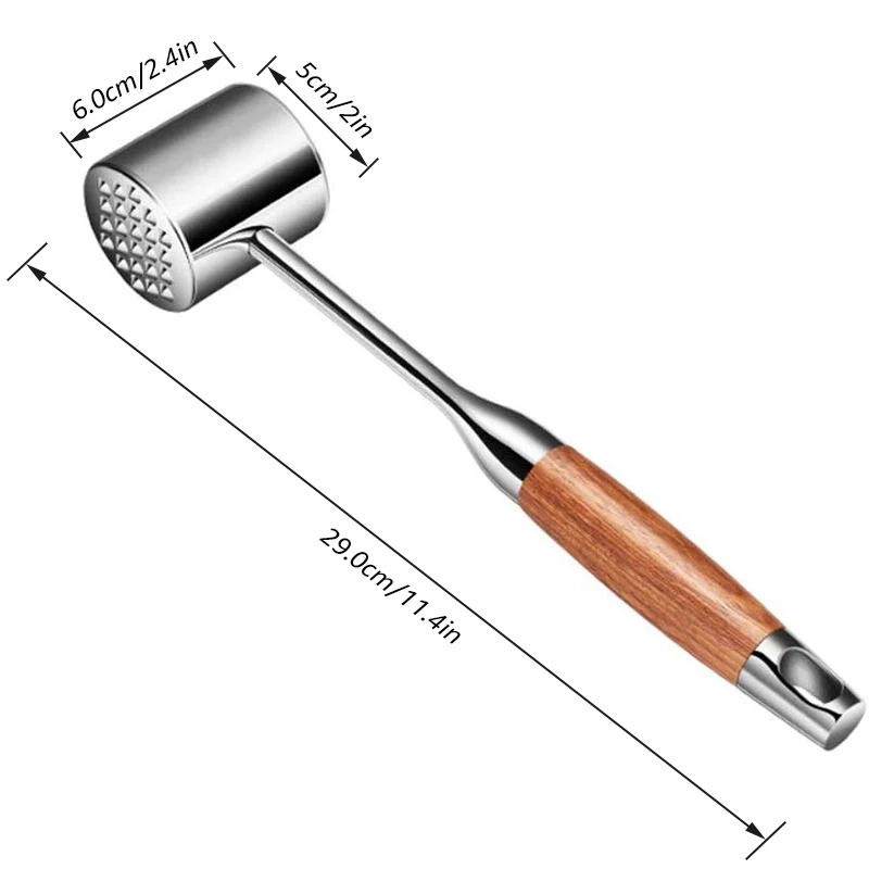 SUS 304 Meat Tenderizer, Dual Sided Meat Hammer Pounder Flattener for Beef Chicken Veal Cutlets-Kitchen Tool