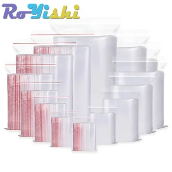 100 Pcs/Pack 5-12 Wire Self Seal Clear Plastic Poly Resealable Ziplock Bags Food Storage Fresh Package Reclosable Multi Size 1