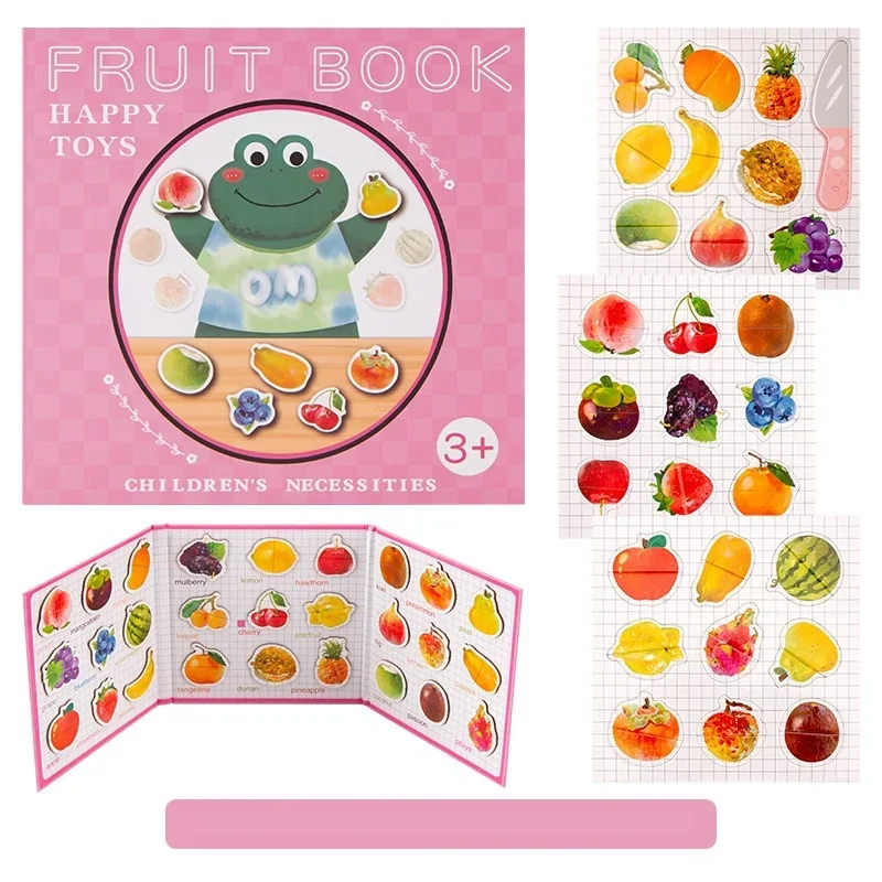 Toddler Letter Cognition Word Spelling Magnetic Puzzle Book Vegetable Animal Fruit Cognition and Matching Game Educational Toys 6