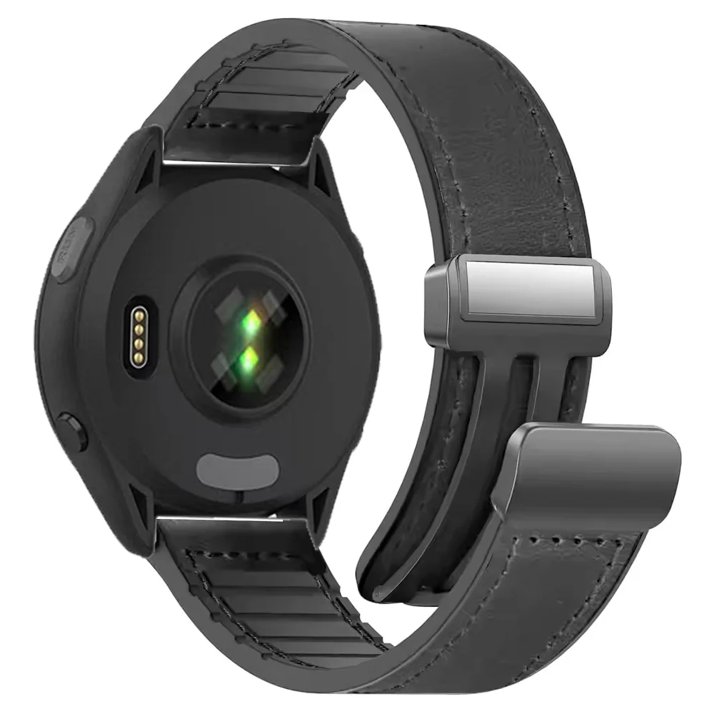Magnetic Leather and Silicone Watch Strap - 20/22mm