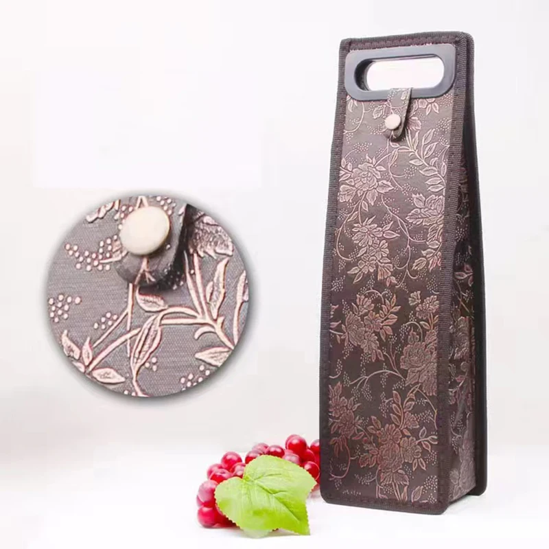 Double PU Leather Red Wine Bag Red Wine Folding Bag, Gift Box Box with Handles Reusable Carriers Handbag