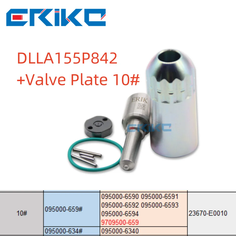 

ERIKC Overhaul Kit Nozzle DLLA155P842 Valve Plate 10# Nut E1022001 Valve for Hino Injector 23670-E0010