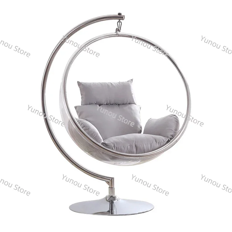 

New 2024 Egg Shaped Luxury Furniture Floor Standing Ball Hanging Swing Single Chain Acrylic Bubble Chair Living Room Combo