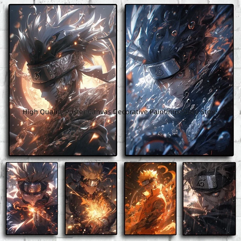 

Japanese Classic Anime Uzumaki Naruto Kakashi Mural Wall Art Prints Decoration Living Room Home Decor Birthday Gift