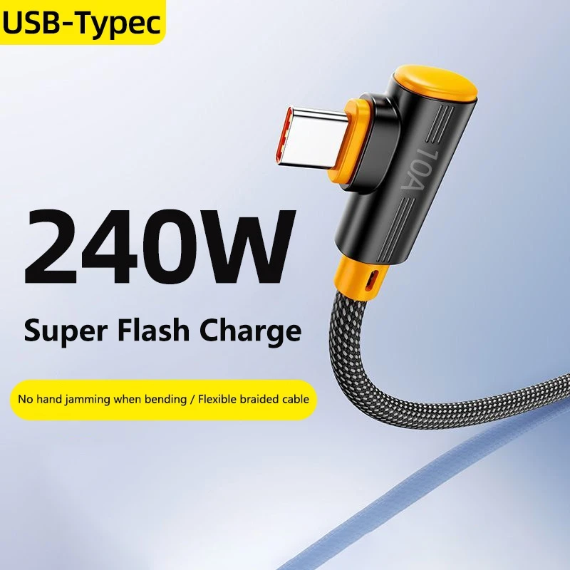 High-Speed USB-C 90° Elbow Charging & Data Cable - Multiple Lengths