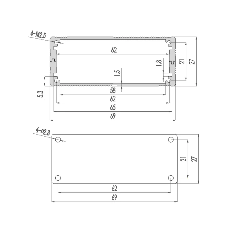 bateria caixa placa de circuito 100x69x27mm