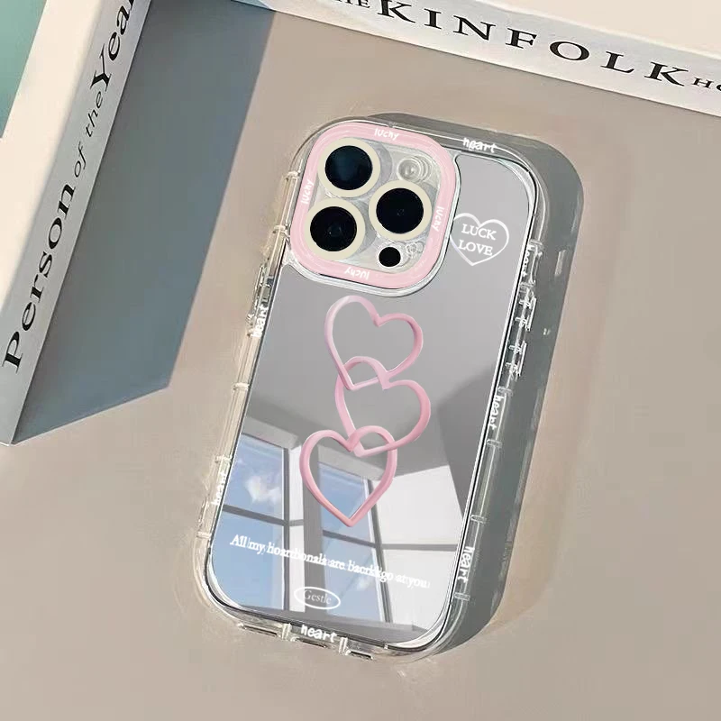 Vibrant Love Heart Mirror Phone Case with Creative Design