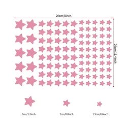 Luminous Glow - in - the - Dark Star Stickers - Colorful Fluorescent Wall Decals for Kids Rooms & Home Decor (100 Pieces) (Pink)