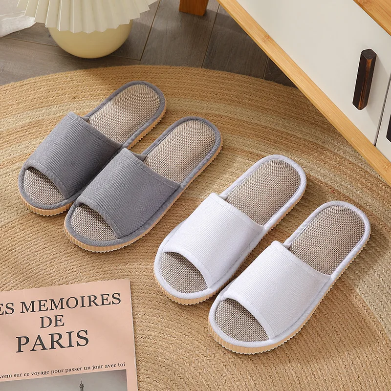4Pairs/Pack Man Women Cotton Hemp Slippers Disposable Home Hotel Slides Travel Sandals Hospitality Guest SPA Footwear Shoes