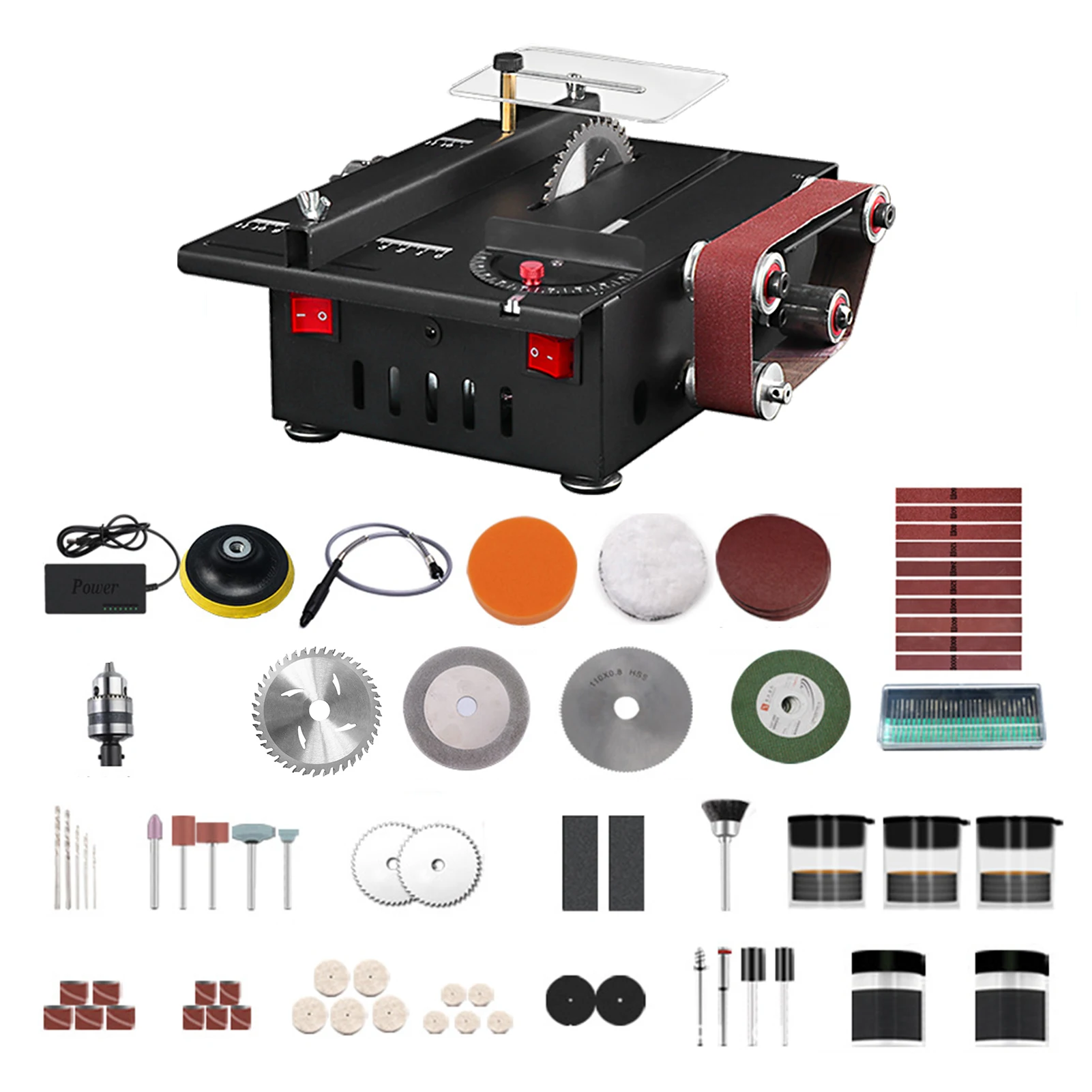 Mini Table Saw For Crafts – Adjustable Speed & Angle, All-in-One For Cutting, Sanding, Engraving Wood, Plastic, PCB