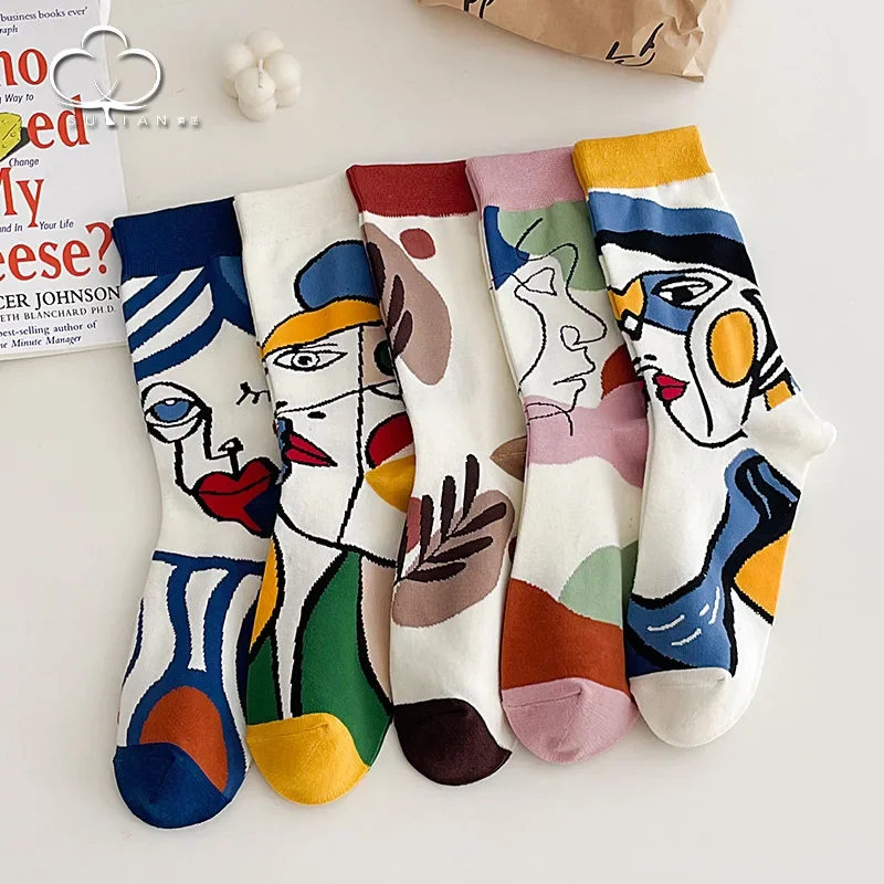2025 frauen Socken Skateboard doodle malerei Anlage Kawaii Lustige Glückliche Casual Weibliche Baumwolle Strumpfwaren Streetwear Skate Harajuku