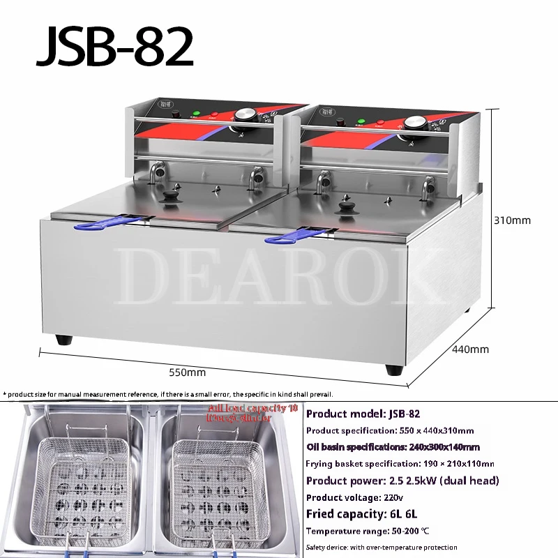 Electric Deep Fryer W/Dual Removable Tanks Commercial Countertop  Fryer for Chicken French Fries Frying Chips 2