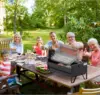 Charcoal Grill Rotisserie Kit with 3 Stainless Steel Rotating Baskets and 24 In Grill Grate, Auto Swivel BBQ Roasting Machine fo 6