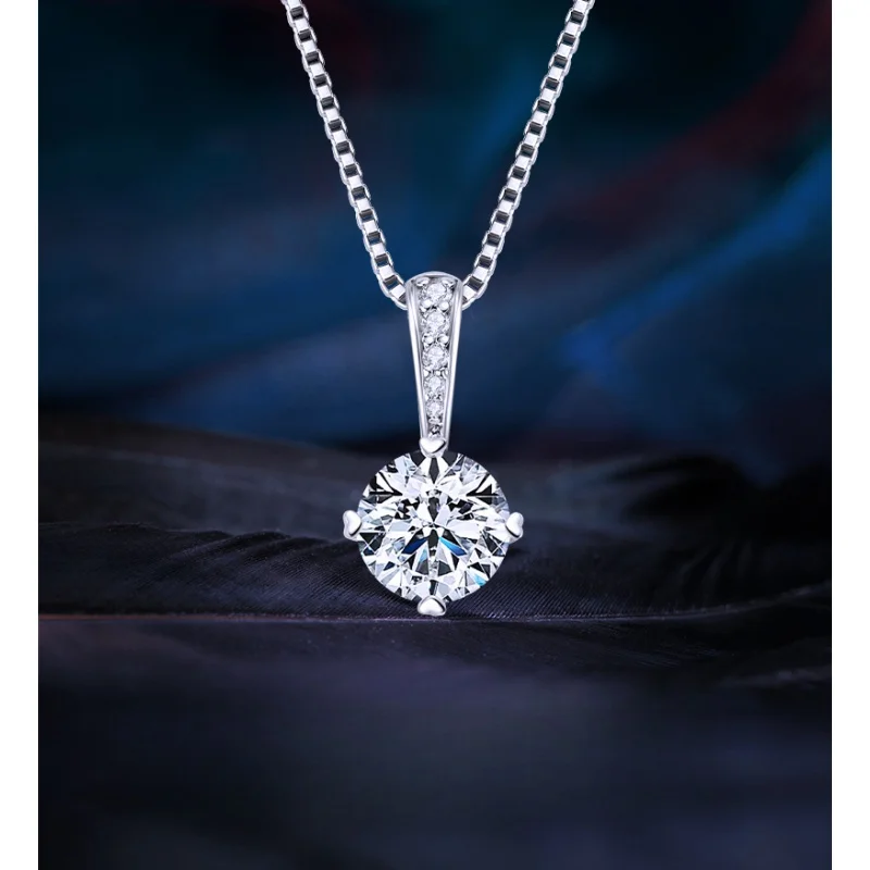 

Подвеска из настоящего муассанита Универсальное женское бриллиантовое ожерелье с четырьмя когтей, серебряное ожерелье s925, 100% пройдите тест на бриллианты NIKA