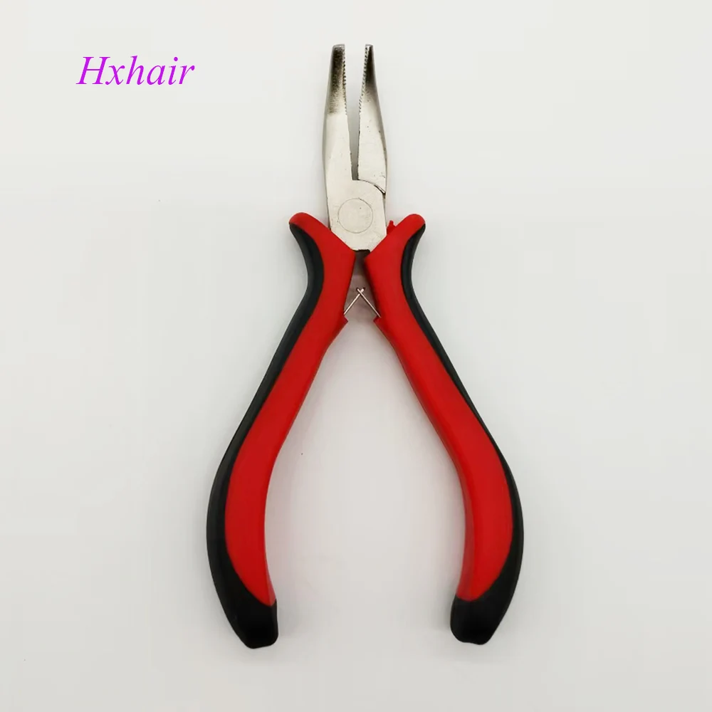 No.6 hair pliers Red Handle Curved Head with Teeth /Hair Extension Pliers /Hair Extension Tools